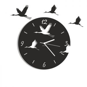 Dekoracyjny zegar ścienny Urlik Design Żurawie, czarny