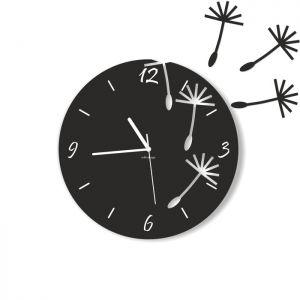 Dekoracyjny zegar ścienny Urlik Design Dmuchawce, czarny
