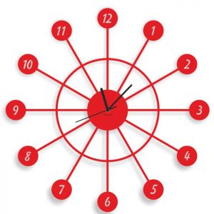 Duży zegar ścienny Urlik Design Spark, czerwony
