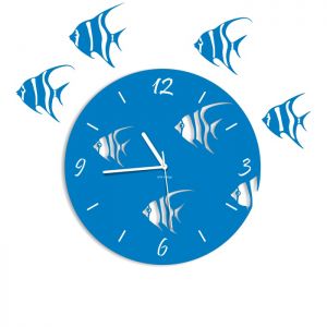 Dekoracyjny zegar ścienny Urlik Design Ryby, niebieski