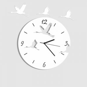 Dekoracyjny zegar ścienny Urlik Design Żurawie, biały