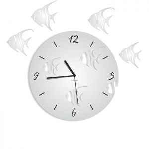Dekoracyjny zegar ścienny Urlik Design Ryby, srebrny