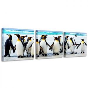 Zegar ścienny - obraz 4MyArt Pingwiny 105 x 35cm