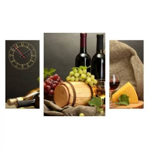 Zegar ścienny - obraz 4MyArt Wino i ser, 95 x 60cm