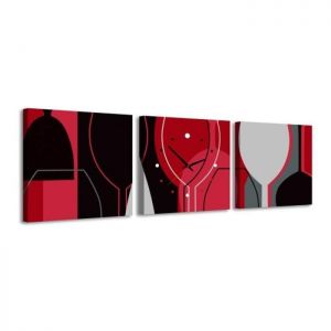 Zegar ścienny - obraz 4MyArt Wine Glass, 35 x 105cm