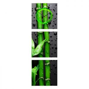 Zegar ścienny - obraz 4MyArt Green Bamboo, 105 x 35cm