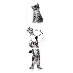 Zegar ścienny - obraz 4MyArt Koty, 105 x 35cm