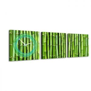 Zegar ścienny - obraz 4MyArt Green Bamboo II, 105 x 35cm