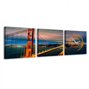 Zegar ścienny - obraz 4MyArt Golden Gate, 105 x 35cm