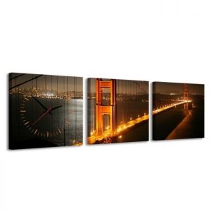 Zegar ścienny - obraz 4MyArt Most Brookliński Noca, 105 x 35cm